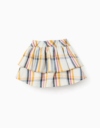 Falda de Volantes de Algodón a Cuadros para Niña 'B&S', Multicolor