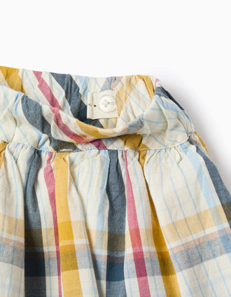 Falda de Volantes de Algodón a Cuadros para Niña 'B&S', Multicolor