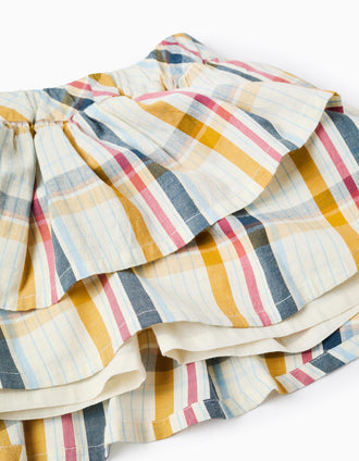 Falda de Volantes de Algodón a Cuadros para Niña 'B&S', Multicolor
