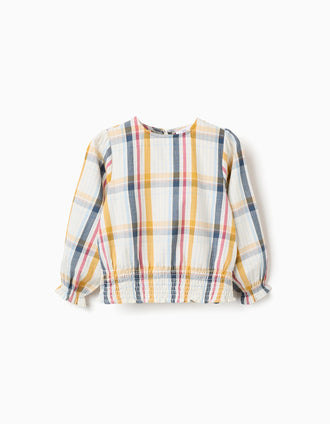 Blusa de Algodón a Cuadros 'B&S' para Niña, Multicolor