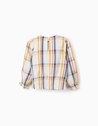 Blusa de Algodón a Cuadros 'B&S' para Niña, Multicolor