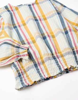 Blusa de Algodón a Cuadros 'B&S' para Niña, Multicolor