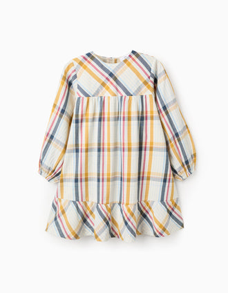 Vestido de Algodón con Cuadros para Niña 'B&S', Multicolor