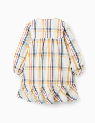 Vestido de Algodón con Cuadros para Niña 'B&S', Multicolor