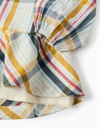 Vestido de Algodón con Cuadros para Niña 'B&S', Multicolor