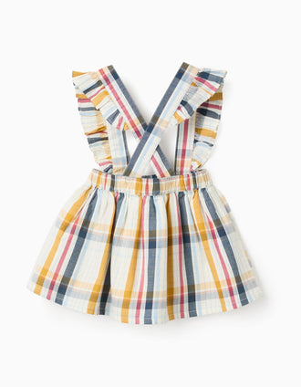Cotton Checked Baby Girls Pinafore Dress 'B&S', Multicolour