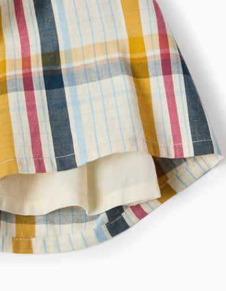 Cotton Checked Baby Girls Pinafore Dress 'B&S', Multicolour