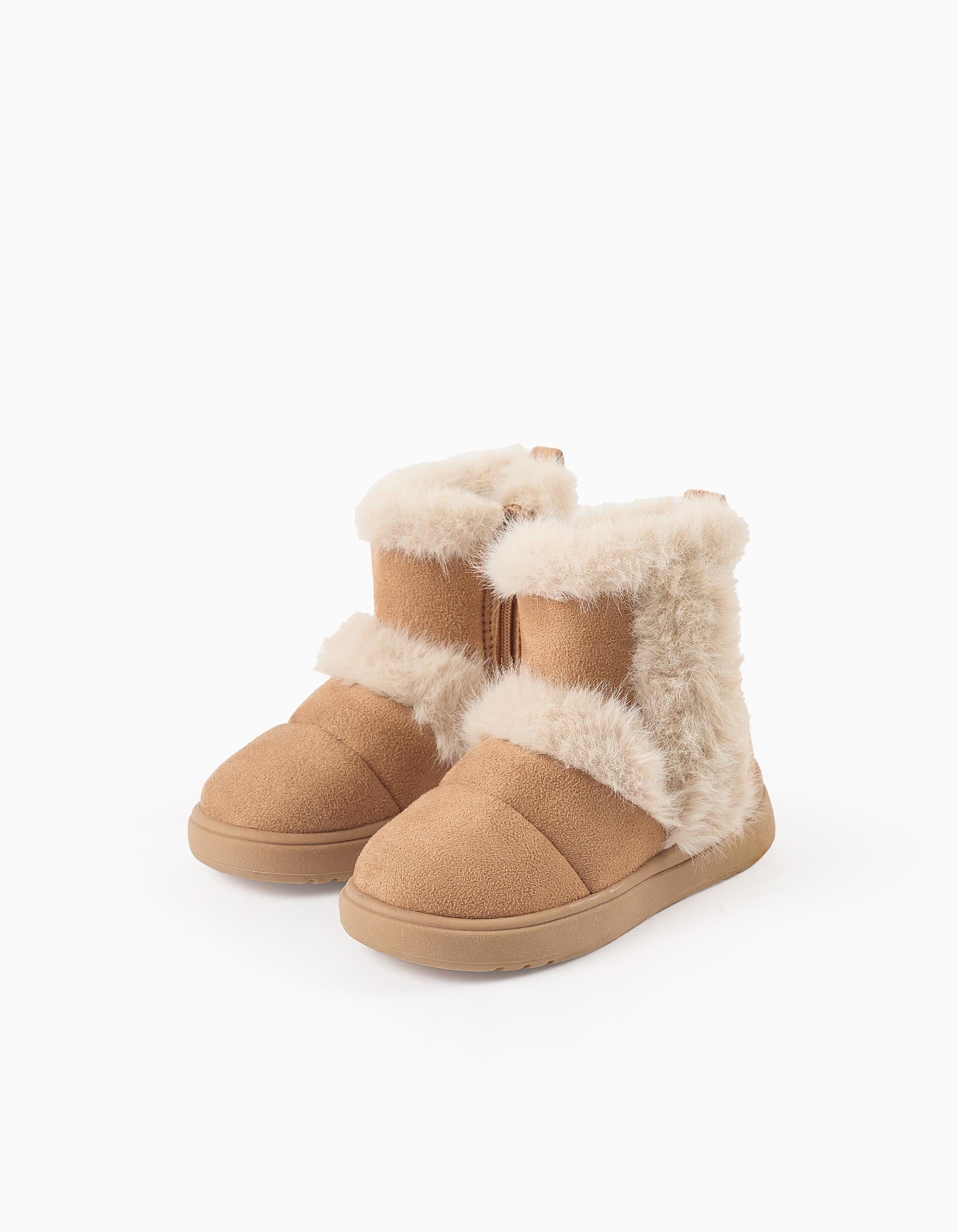 Boots with Faux Fur for Baby Girls, Camel/Beige