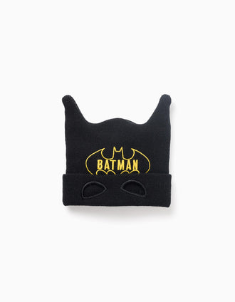 Bonnet en coton avec oreilles Batman pour garçon, noir