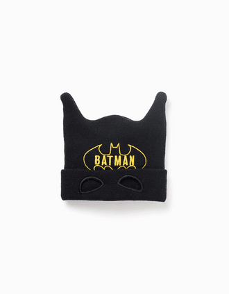 Bonnet en coton avec oreilles Batman pour garçon, noir