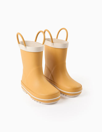Bottes de Pluie avec Rayures Cointrasteées pour Bébé Garçon, Jaune/Blanc