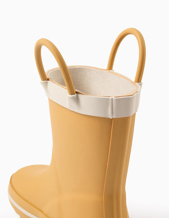 Bottes de Pluie avec Rayures Cointrasteées pour Bébé Garçon, Jaune/Blanc