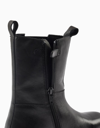 Botas de Pele com Painel Elástico para Menina, Preto