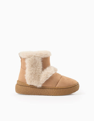 Botas com pelo para menina, camel/bege