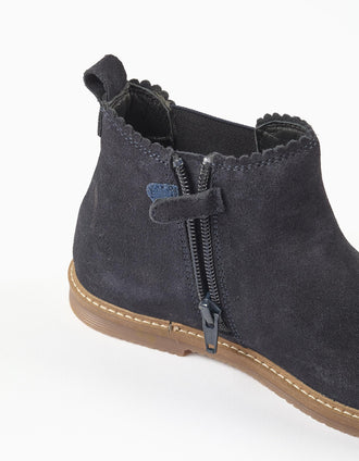 Botins Chelsea em pele de camurça com recortes para menina, azul