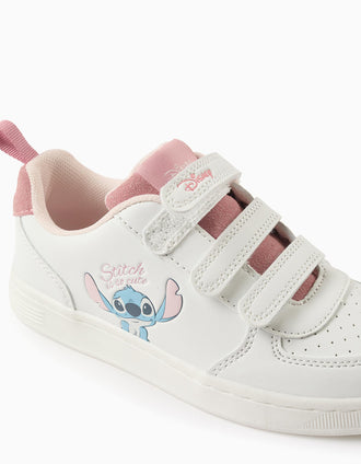 Trainers with Touch Fasteners for Girls 'Stitch', White/Pink