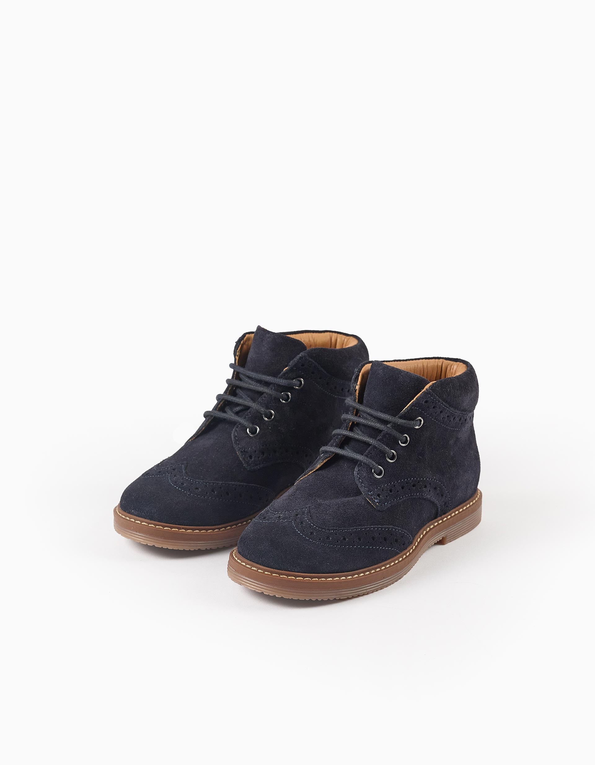 Suede Brogue Boots for Boys, Dark Blue