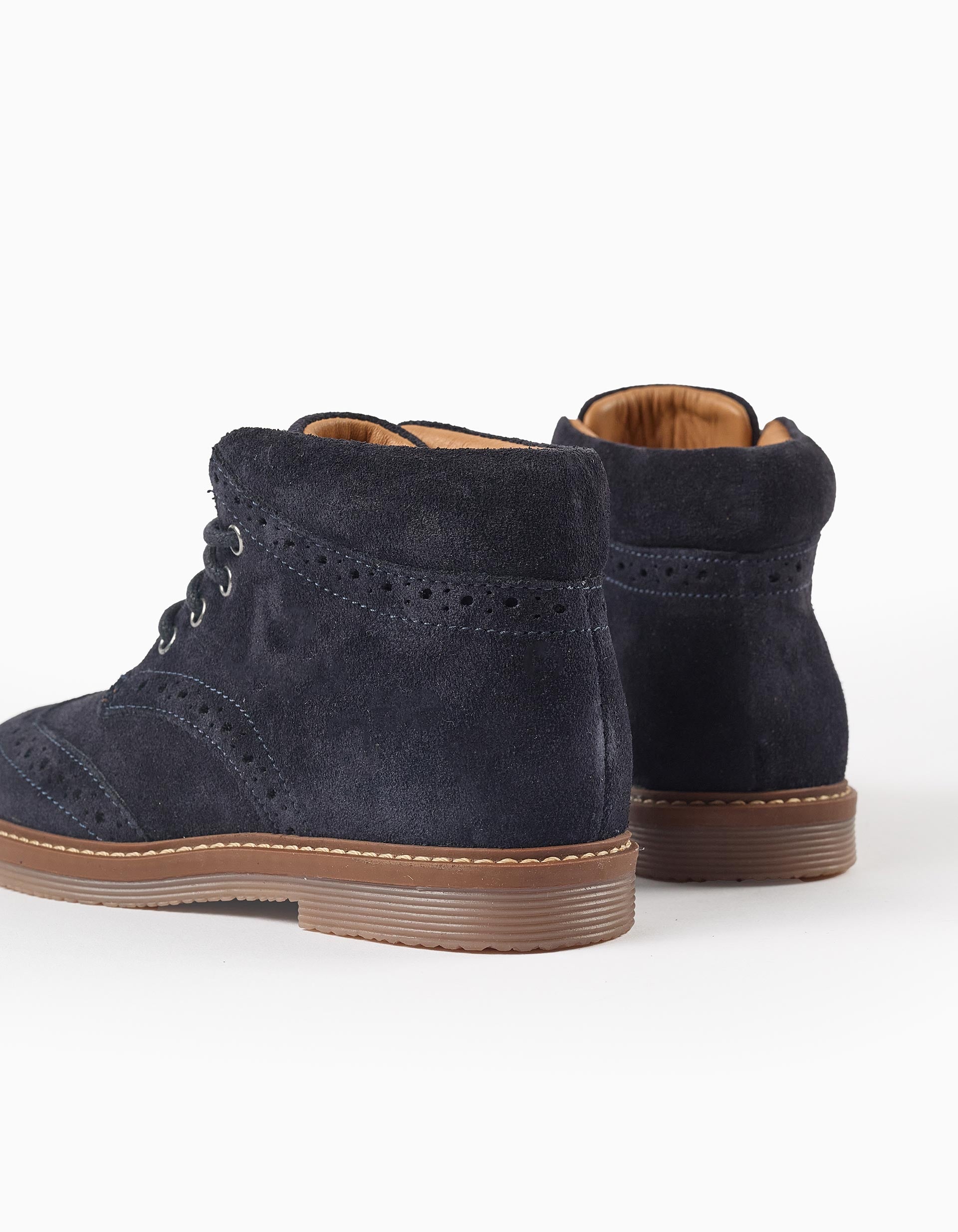 Suede Brogue Boots for Boys, Dark Blue