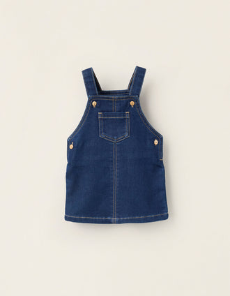 Denim Pinafore Dress for Newborns, Blue