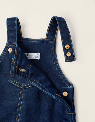 Denim Pinafore Dress for Newborns, Blue