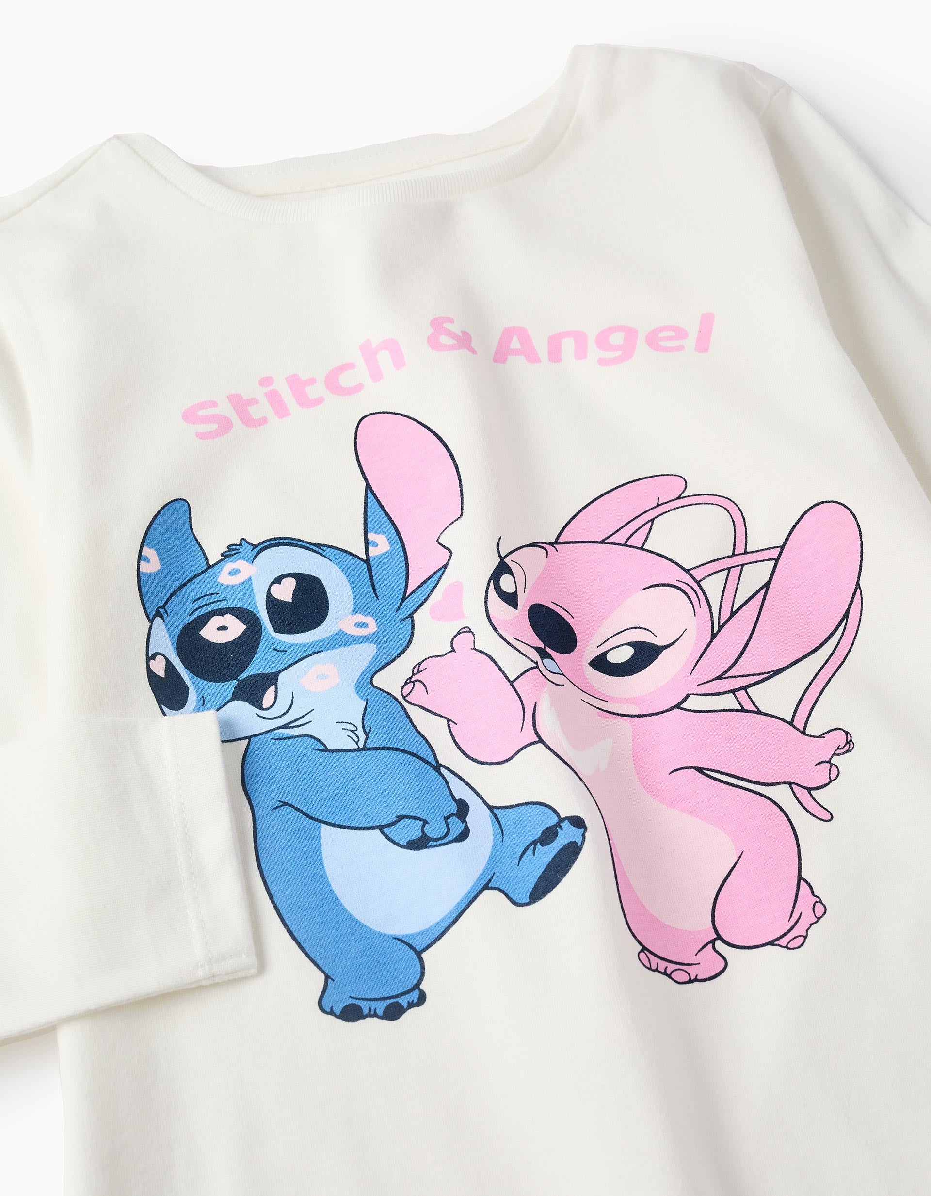 Long Sleeve T-shirt for Girls 'Stitch & Angel', White