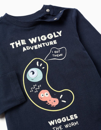 T-shirt de Manga Comprida de Algodão 'Bichinhos' para Bebé Menino, Azul