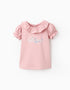 T-shirt de Algodão com Folhos para Bebé Menina 'Hope', Rosa