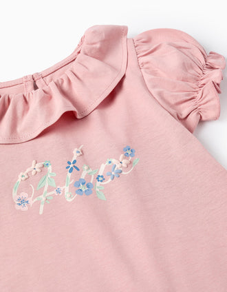 Cotton Ruffle T-shirt for Baby Girls 'Hope', Pink