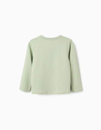 Camiseta de algodón con estampado 'Fully Awake' para niña, verde claro