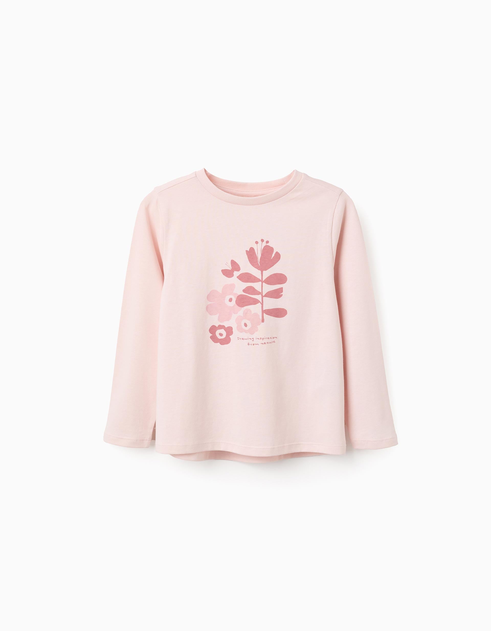 T-shirt en coton avec imprimé 'Nature' pour fille, rose