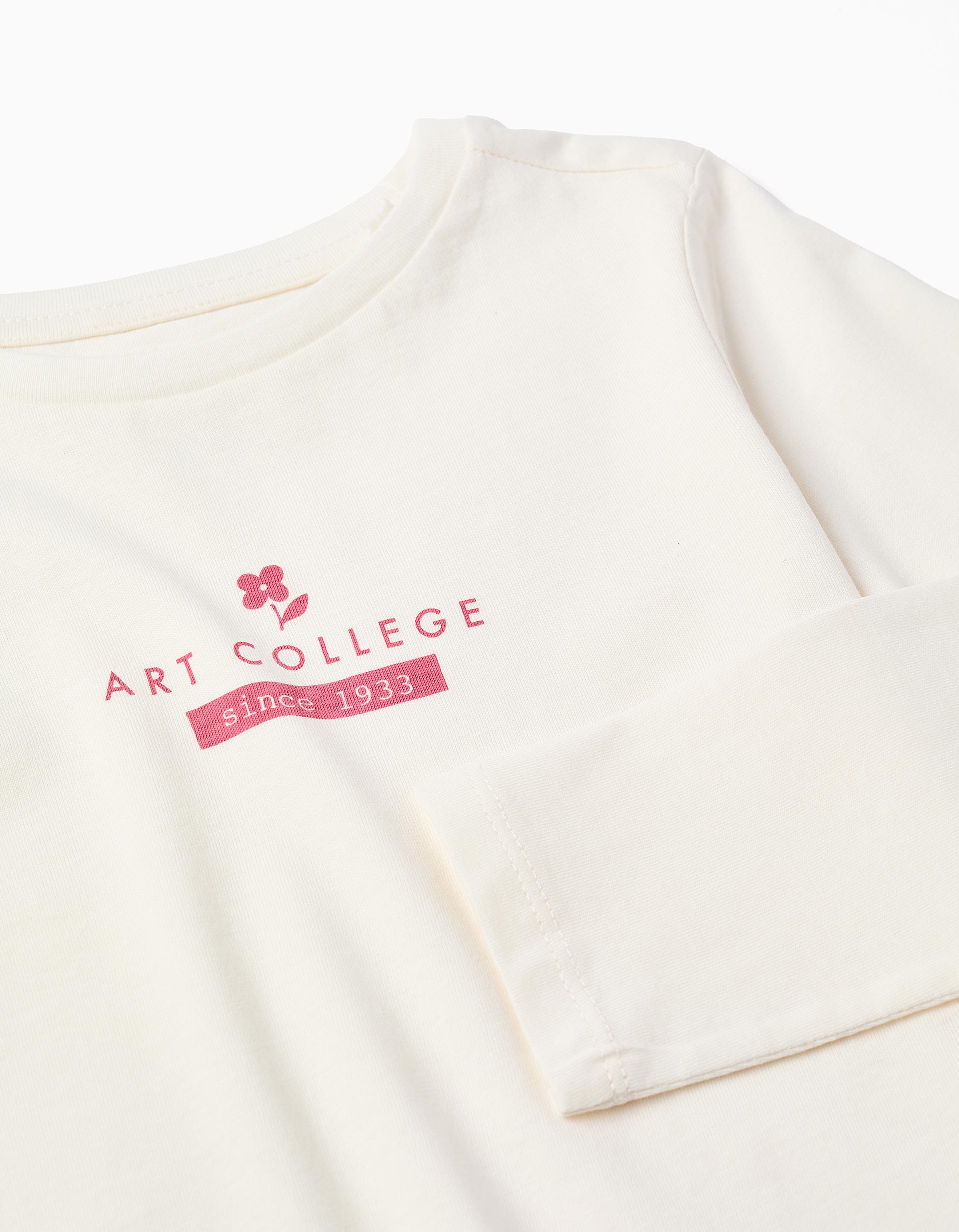 T-shirt en coton avec imprimé 'Art College' pour fille, blanc