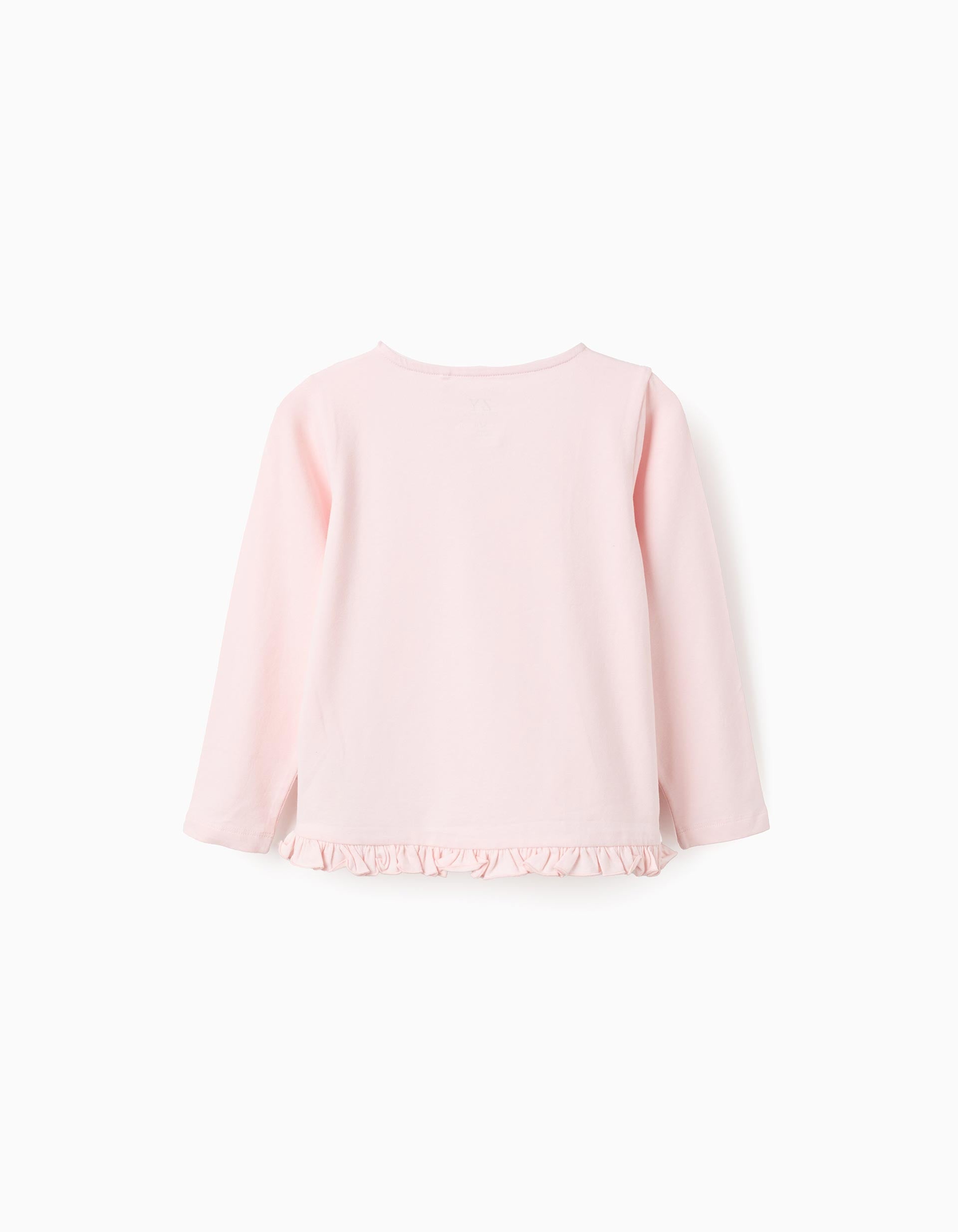 T-shirt de Manga Comprida com Folhos para Menina 'Cake', Rosa Claro