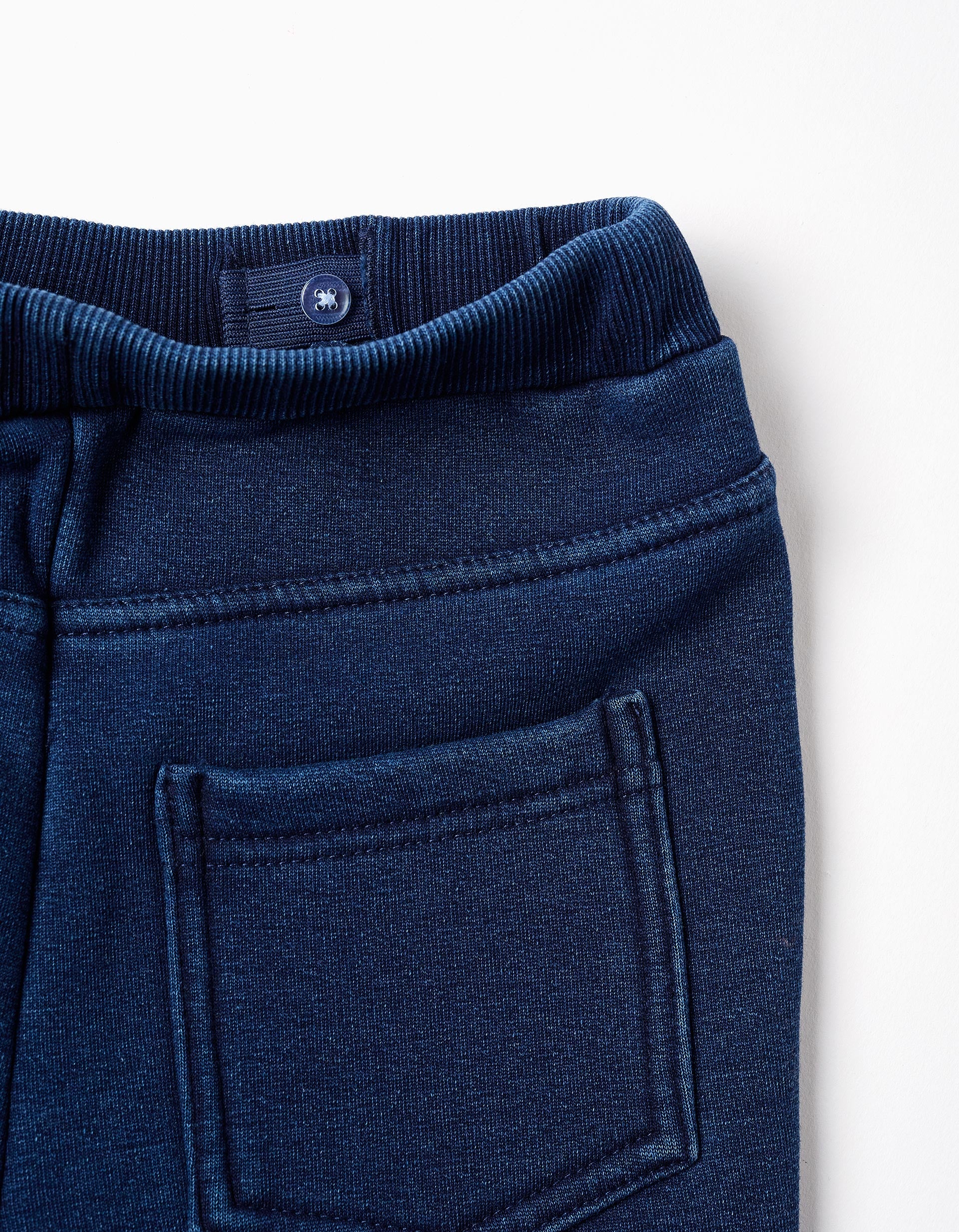 Pantalons confortables en denim brossé pour fille, bleu