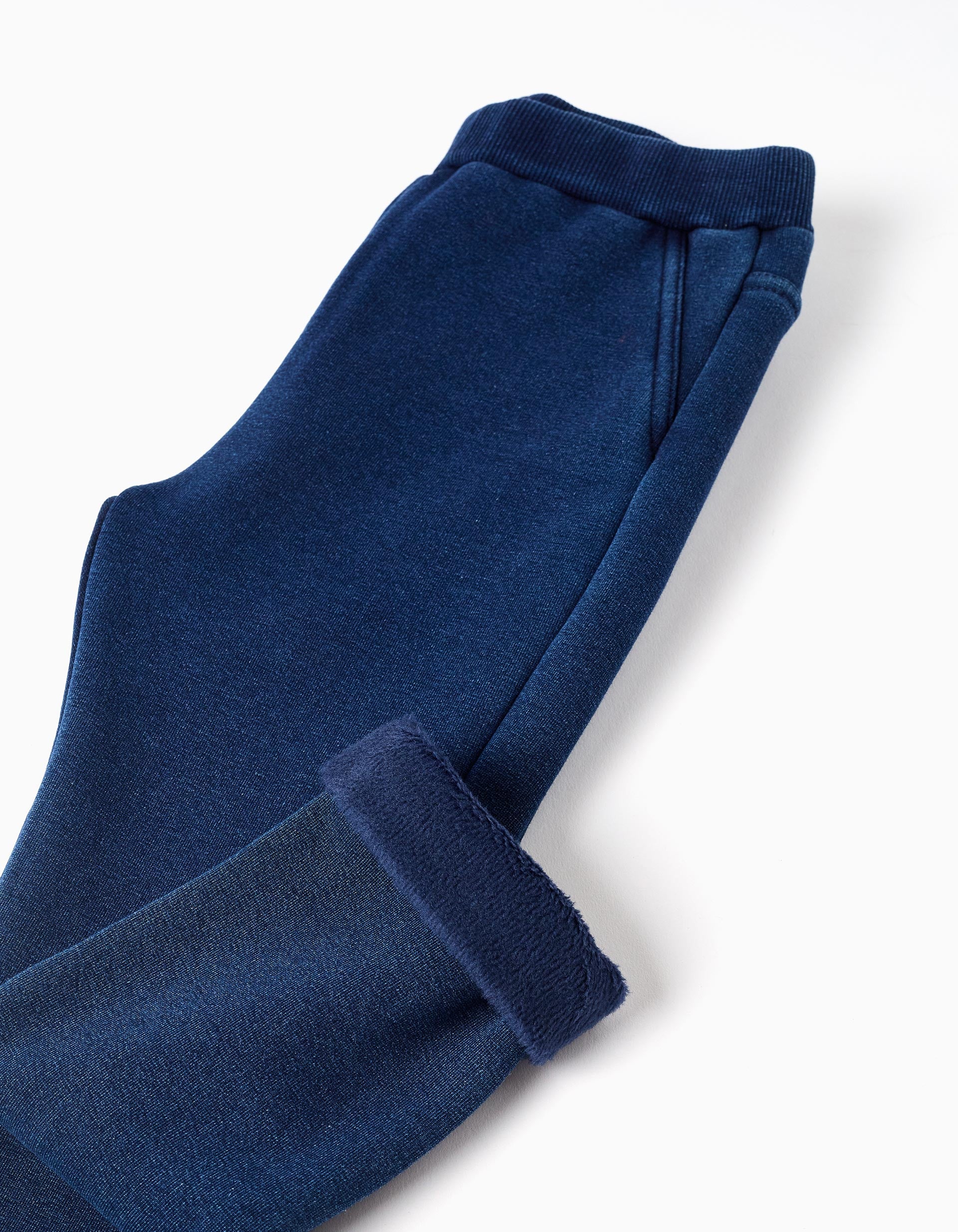 Pantalons confortables en denim brossé pour fille, bleu