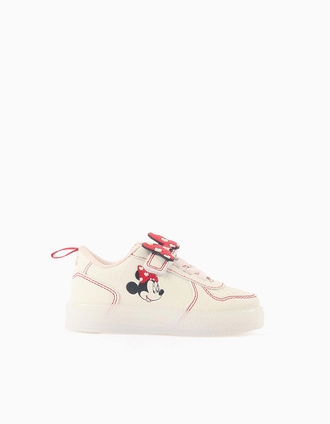 Sapatilhas com Luzes para Bebé Menina 'Minnie', Bege/Vermelho