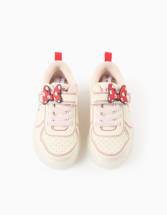 Sapatilhas com Luzes para Bebé Menina 'Minnie', Bege/Vermelho