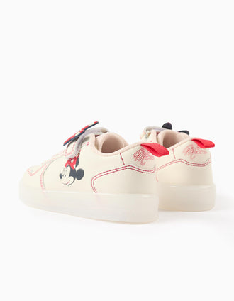 Sapatilhas com Luzes para Bebé Menina 'Minnie', Bege/Vermelho