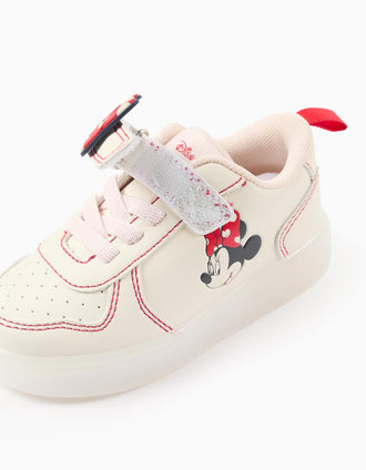 Sapatilhas com Luzes para Bebé Menina 'Minnie', Bege/Vermelho