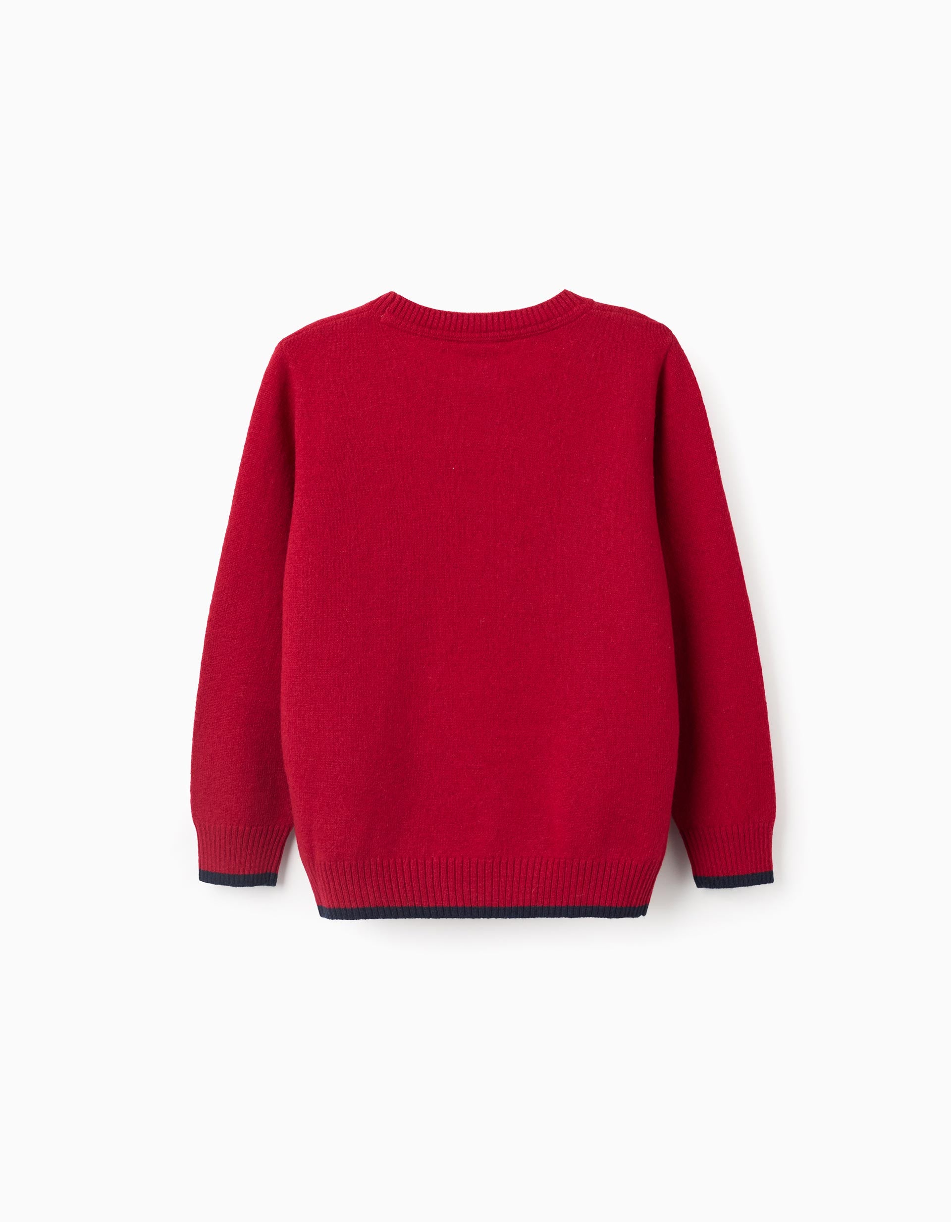 Knitted jumper in a wool blend for boys, red/dark blue