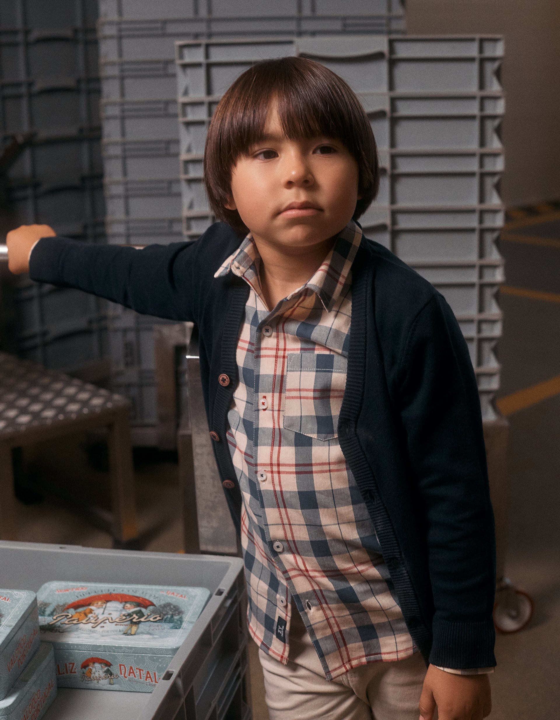 Cotton checked shirt 'B&S' for boys, beige/blue/red