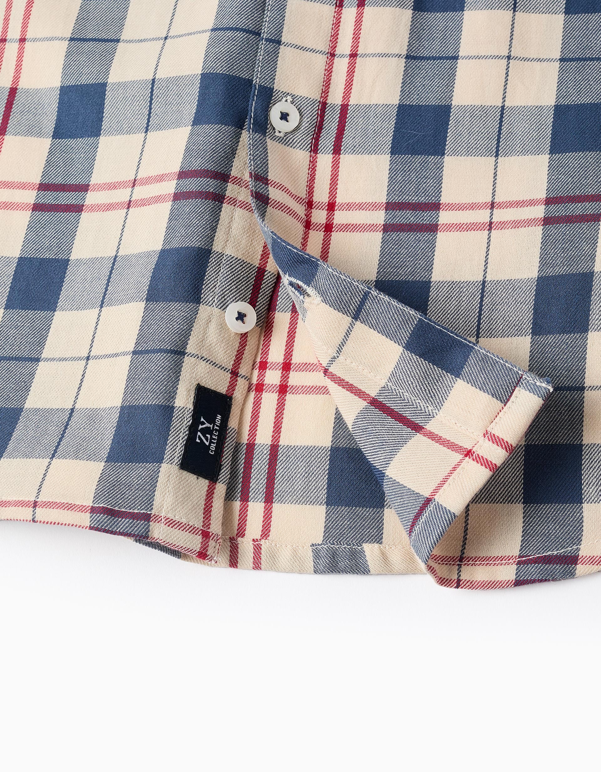 Cotton checked shirt 'B&S' for boys, beige/blue/red
