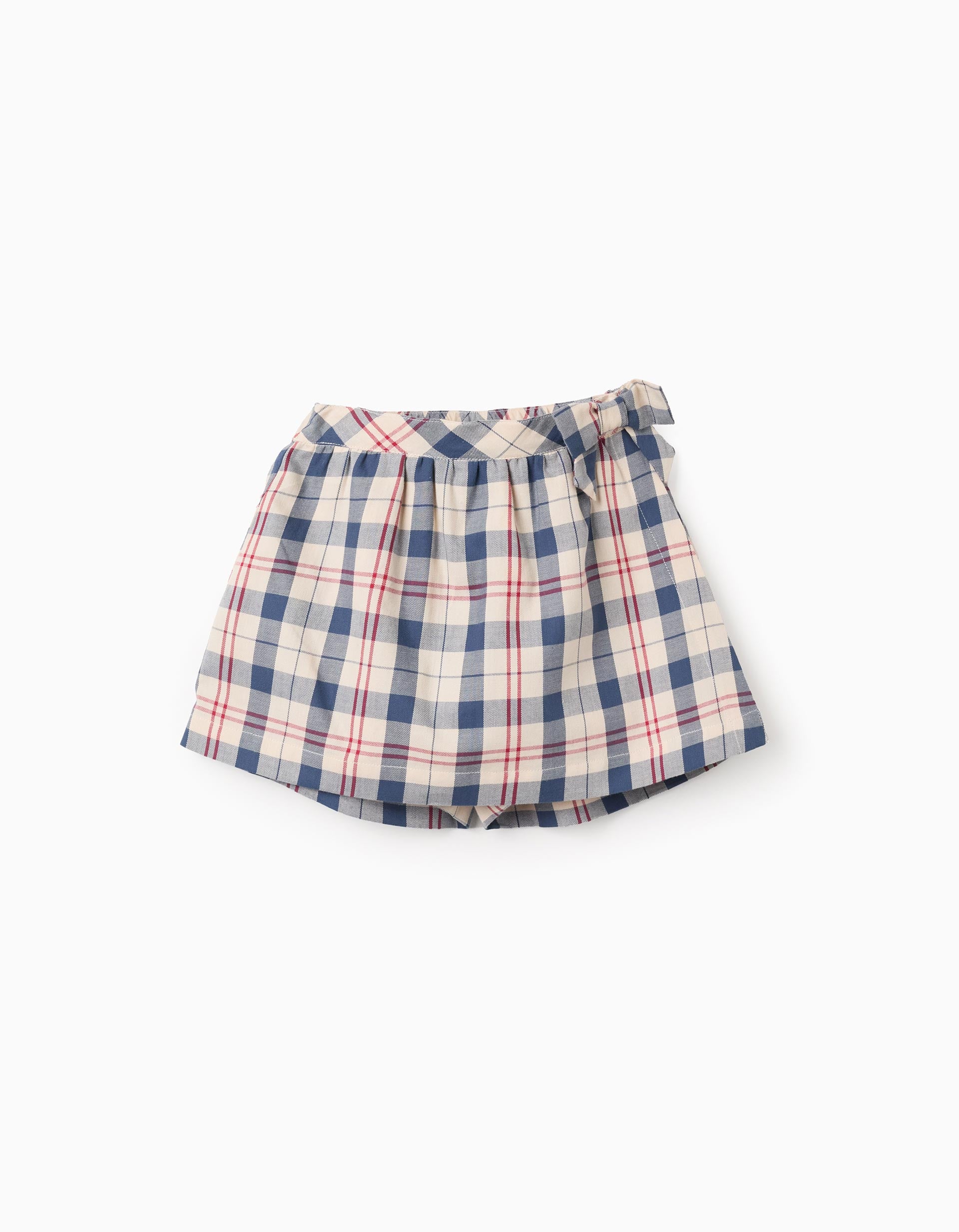 Checked Cotton Skort for Girls 'B&S', Beige/Blue/Red