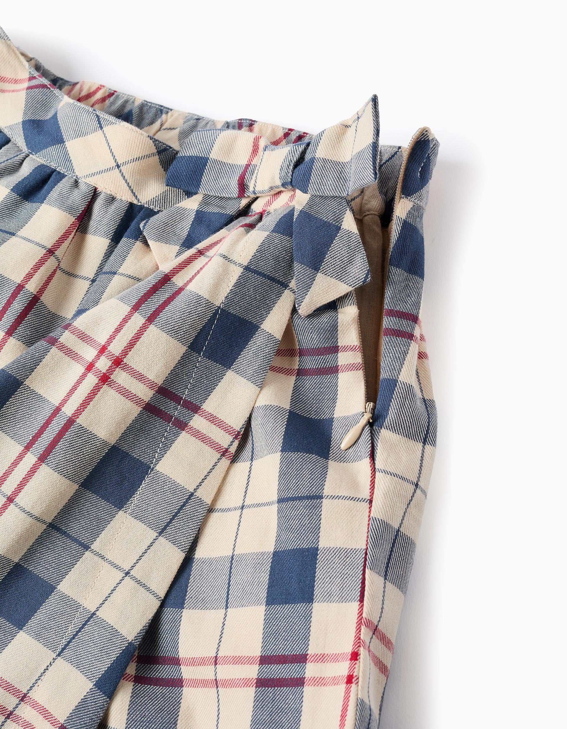 Checked Cotton Skort for Girls 'B&S', Beige/Blue/Red
