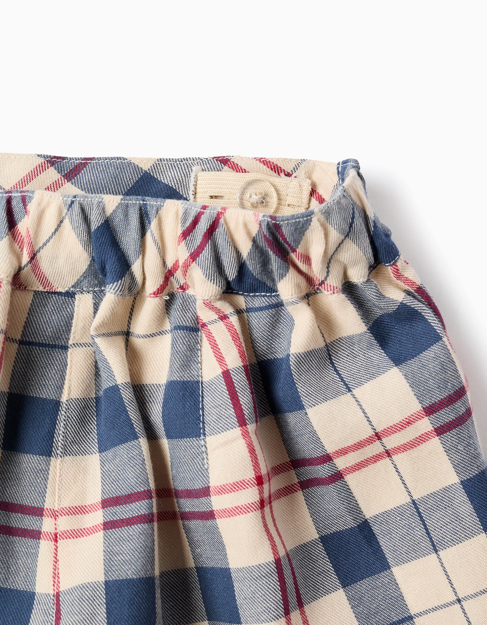 Checked Cotton Skort for Girls 'B&S', Beige/Blue/Red
