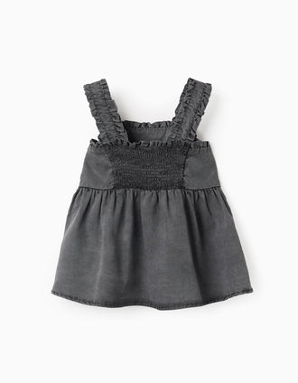Top de Tirantes con Volantes para Niña, Gris Oscuro