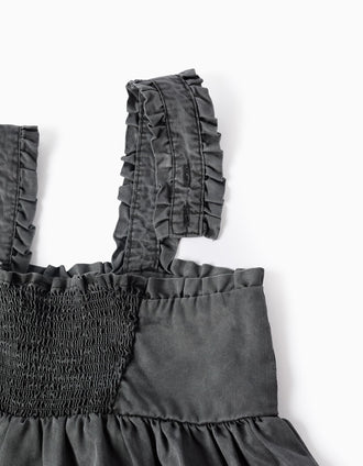 Top de Tirantes con Volantes para Niña, Gris Oscuro