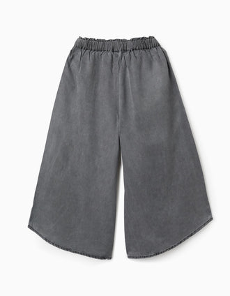 Pantalón Wide Leg Bajos Diagonales para Niña, Gris Oscuro