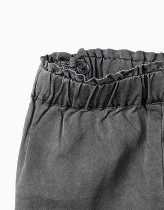 Pantalón Wide Leg Bajos Diagonales para Niña, Gris Oscuro