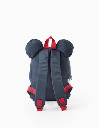 Sac à Dos Rayé avec Oreilles pour Bébé Garçon 'Mickey', Bleu/Blanc