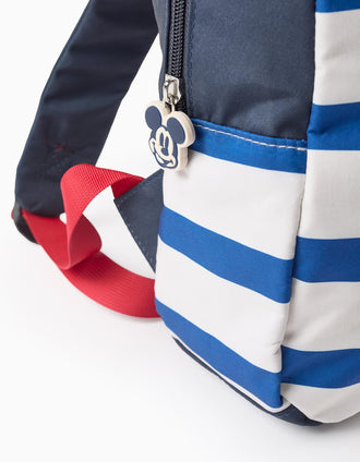Sac à Dos Rayé avec Oreilles pour Bébé Garçon 'Mickey', Bleu/Blanc